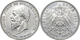 Schaumburg-Lippe
Georg 1893-1911 3 Mark 1911 A Auf seinen Tod Jaeger 166 Leicht berieben, fast vorzüglich