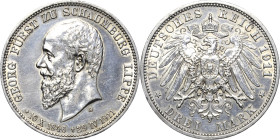 Schaumburg-Lippe
Georg 1893-1911 3 Mark 1911 A Auf seinen Tod Jaeger 166 Berieben, sehr schön+