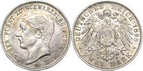 Schwarzburg-Rudolstadt
Günther Victor 1890-1918 2 Mark 1898 A Jaeger 167 Kl. Kratzer, sehr schön-vorzüglich/fast vorzüglich