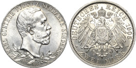 Schwarzburg-Sondershausen
Karl Günther 1880-1909 2 Mark 1905 (A) Regierungsjubiläum. Schmaler Randstab Jaeger 169 a Fast Stempelglanz/Stempelglanz