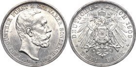 Schwarzburg-Sondershausen
Karl Günther 1880-1909 3 Mark 1909 A Auf seinen Tod Jaeger 170 Kl. Kratzer, vorzüglich/vorzüglich-Stempelglanz