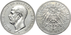 Waldeck-Pyrmont
Friedrich Adolf 1893-1918 5 Mark 1903 A Jaeger 171 Kl. Randfehler, berieben, vorzüglich