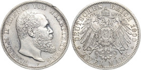 Württemberg
Wilhelm II. 1891-1918 2 Mark 1900 F Jaeger 174 Av. Stempelfehler, prägefrisch