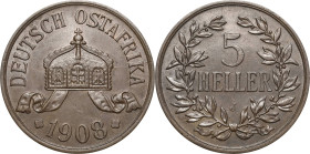 Deutsch-Ostafrika
 5 Heller 1908 J Jaeger 717 Vorzüglich