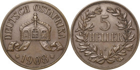 Deutsch-Ostafrika
 5 Heller 1908 Jaeger 717 Fast Vorzüglich