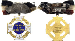 Medaillen und Abzeichen
 Vergoldetes, teilweise farbig emailliertes Abzeichen o.J. (Hannoversche Fahnenfabrik) Verein ehemaliger Kolonialgruppen Span...