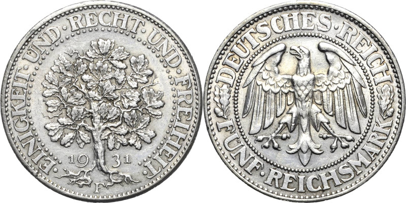 5 Reichsmark 1931 F Eichbaum Jaeger 331 Sehr schön-vorzüglich