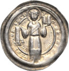 Halberstadt - Bischöfliche Prägungen
Gero von Schermbke 1160-1170 Brakteat, Halberstadt Stehender hl. Stephan von vorn mit Manipel und Buch, SCS STEP...