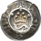 Henneberg, Grafschaft
Wilhelm III. (1426-1444) und Wilhelm IV. 1444-1480 Hohlpfennig. Liegendes bekröntes S, SmALD Heus 83 e P.-K. 791 Slg. Bonhoff -...