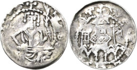 Kleve, Grafschaft
Dietrich Luf 1255-1277 Pfennig, Wesel Sitzender Graf mit waagerecht über die Knie gelegtem Schwert und Zweig, + TEO-[DER]ICVS / Kir...