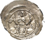 Magdeburg, Erzbistum
Ludolf von Kroppenstedt 1192-1205 Brakteat. Hl Moritz thront mit Fahnenlanze und Palmzweig auf einem Faltstuhl, der mit Tierköpf...
