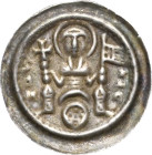 Magdeburg, Erzbistum
Ludolf von Kroppenstedt 1192-1205 Brakteat (Moritzpfennig). Hl. Moritz mit Kreuzstab und Fahne von vorn über Bogen, darunter Kop...