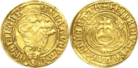 Nördlingen-Reichsmünzstätte
Friedrich III., Kaiser 1452-1493, Pfandinhaber Philipp der Ältere von Weinsberg 1469-1503 Goldgulden o.J. Hl. Johannes de...