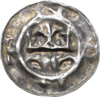 Nordhausen-Stadt
 Hohlpfennig um 1350-1360. Krone über 2 nach außen blickenden Adlerköpfen, NORT Slg. Bonhoff 1209 Berger 2171 P.-K. 705 0.36 g. Sehr...