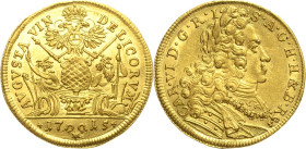 Augsburg-Stadt
 Dukat 1715. Mit Titel und Porträt Karls VI Forster 469 Friedberg 86 Vetterle 1715.1 GOLD. 3.48 g. Prachtvolles Exemplar. Kabinettstüc...