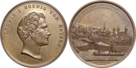 Bamberg
 Bronzemedaille 1845 (Rabausch/Drentwett) Bau und die Eröffnung des Ludwig-Kanals. Kopf Ludwigs I. nach rechts / Stadtansicht von Bamberg mit...