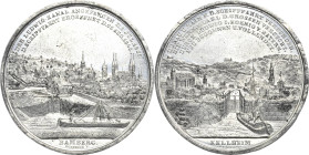 Bamberg
 Zinnmedaille 1845 (Rabausch/Neuss) Bau und die Eröffnung des Ludwig-Kanals. Stadtansicht mit Schleuse / Ansicht von Kelheim mit einem in den...