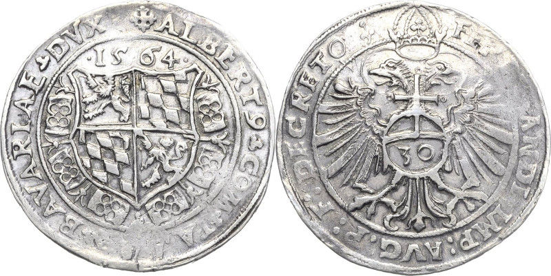 Bayern
Albert V. "der Großmütige" 1550-1579 1/2 Guldentaler zu 30 Kreuzern 1564...