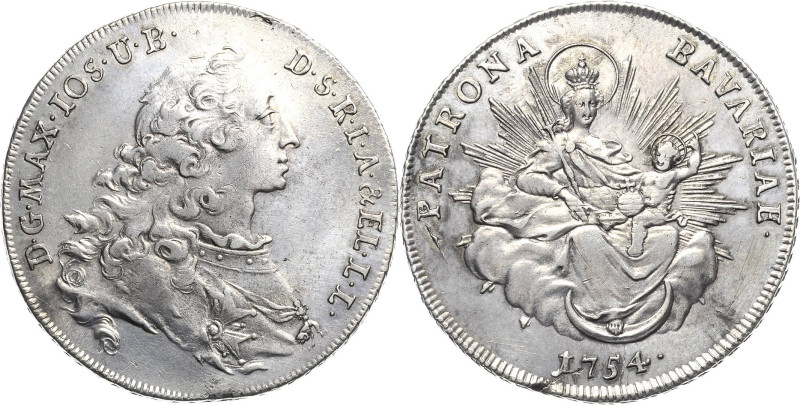 Bayern
Maximilian III. Joseph 1745-1777 1/2 Taler 1754, München Madonna Hahn 30...