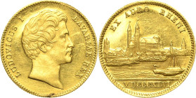 Bayern
Ludwig I. 1825-1848 Dukat 1846, o. Mzz.-München Rheingold. Stadtansicht AKS 72 Jaeger 126 Beierlein 2716 D/S 32 Friedberg 276 3.48 g. Seltenes...
