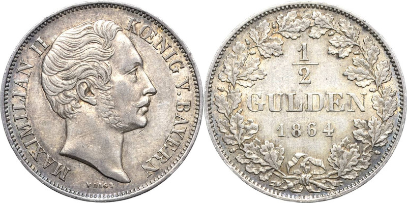 Bayern
Maximilian II. Joseph 1848-1864 1/2 Gulden 1864, München AKS 152 Jaeger ...