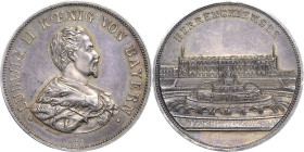 Bayern
Ludwig II. 1864-1886 Silbermedaille o.J. (1886) (Lauer) Schloss Herrenchiemsee. Brustbild nach rechts / Ansicht des Schlosses. Randpunze: (Hal...