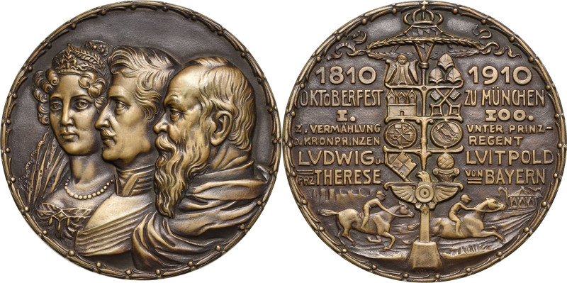 Bayern
Prinzregent Luitpold 1886-1912 Bronzegussmedaille 1910 (Karl Goetz) Zur ...