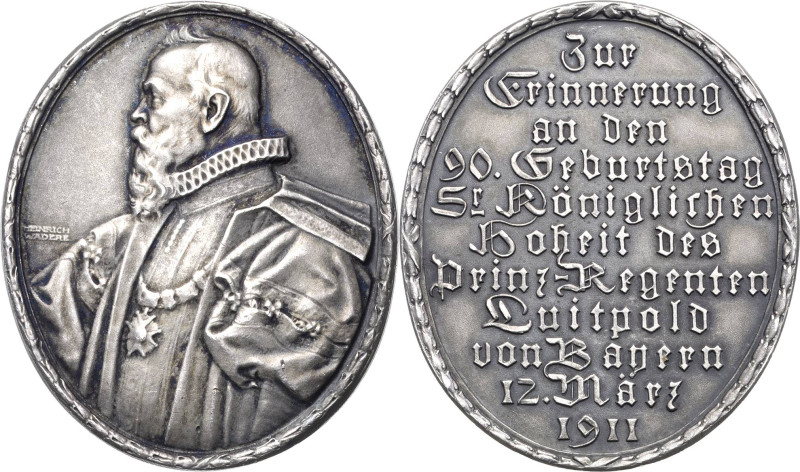 Bayern
Prinzregent Luitpold 1886-1912 Ovale Silbermedaille 1911 (H. Wadere/K. G...