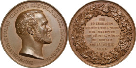 Berlin
 Bronzemedaille 1865 (W. Kullrich) 50-jähriges Amtsjubiläum des preußischen Münzdirektors Ludwig F. E. Klipfel. Brustbild nach rechts / 8 Zeil...