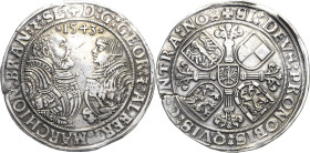 Brandenburg-Franken
Georg von Ansbach und Albrecht der Jüngere von Bayreuth 1536-1543 (mit Titel Georgs bis 1545) Taler 1543, o. Mzz.-Schwabach v. Sc...