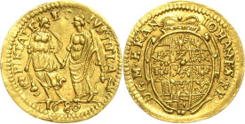 Brandenburg-Ansbach
Johann Friedrich 1667-1686 1/4 Dukat 1680, Schwabach Slg. Wilmersdörffer 892 Friedberg 337 Slg. Grüber 4241 GOLD. 0.85 g. Prachtv...