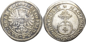 Brandenburg-Ansbach
Georg Friedrich 1692-1703 4 Kreuzer (Batzen) 1695, PG-Schwabach Wilmersdörffer 927 Slg. Grüber 4331 Sehr selten. Sehr schön-vorzü...