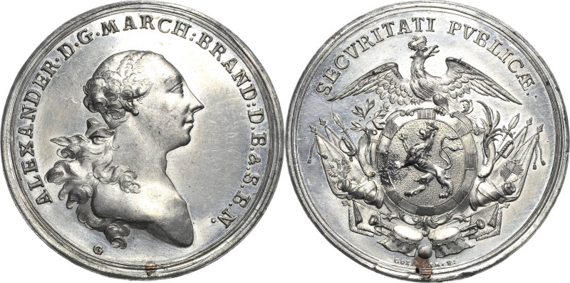 Brandenburg-Ansbach
Alexander 1757-1791 Zinnmedaille mit Kupferstift o.J. (1765...