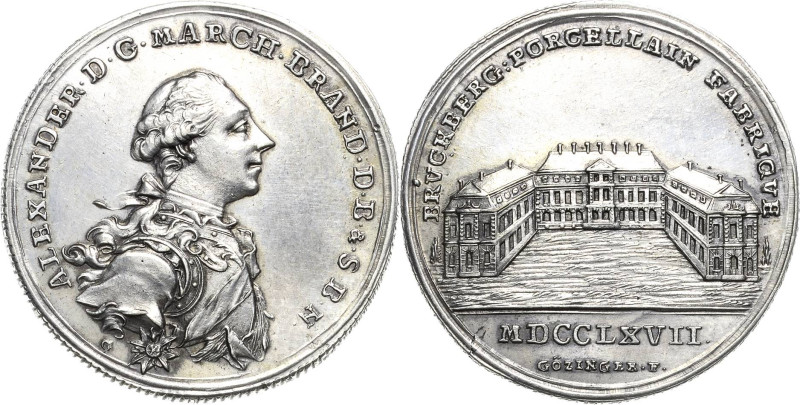 Brandenburg-Ansbach
Alexander 1757-1791 Silbermedaille 1767 (Götzinger) Bruckbe...