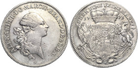 Brandenburg-Ansbach
Alexander 1757-1791 Taler 1771, SW/K-Schwabach Mit Signatur G Slg. Wilmersdörffer 1085 Davenport 2001 Slg. Grüber 4665 Sehr selte...