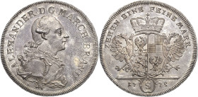 Brandenburg-Ansbach
Alexander 1757-1791 Taler 1775, S-Schwabach Mit Signatur G Slg. Wilmersdörffer 1094 Davenport 2011 Slg. Grüber 4671 Kabinettstück...