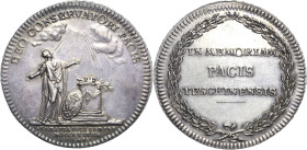 Brandenburg-Ansbach
Alexander 1757-1791 Taler 1779, Schwabach Frieden von Teschen. Unter strahlender, die Wolken durchbrechender Sonne, steht Germani...