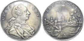 Brandenburg-Ansbach
Alexander 1757-1791 Silbermedaille in Guldengröße o.J. (1780) CVIVS EST. Brustbild nach rechts / Stadtansicht von Bayreuth. 34,5 ...