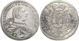 Brandenburg-Bayreuth
Friedrich 1735-1763 30 Kreuzer 1735, Bayreuth Brustbildvariante mit Schuppenpanzer Slg. Wilmersdörffer 759 var. Slg. Grüber 3887...