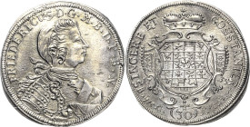 Brandenburg-Bayreuth
Friedrich 1735-1763 30 Kreuzer 1735, Bayreuth Seltene Brustbildvariante mit schmalnäsigem Porträt Slg. Wilmersdörffer 759 var. S...