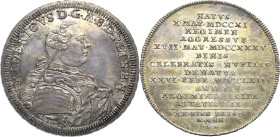Brandenburg-Bayreuth
Friedrich 1735-1763 1/2 Taler 1763, Bayreuth Mit Signatur OEXLEIN. Auf seinen Tod Slg. Wilmersdörffer 757 Slg. Grüber 4012 Kabin...