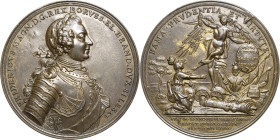 Brandenburg-Preußen
Friedrich II., der Große 1740-1786 Bronzemedaille 1757 (J.G. Holtzhey) Die Schlacht bei Prag. Brustbild nach rechts mit Lorbeerkr...