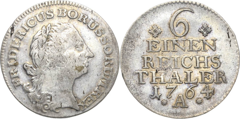 Brandenburg-Preußen
Friedrich II., der Große 1740-1786 1/6 Taler 1764, A-Berlin...