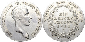 Brandenburg-Preußen
Friedrich Wilhelm III. 1797-1840 Taler 1814, A-Berlin Olding 103 a AKS 11 Jaeger 33 Kahnt 362 Davenport 756 Fast prägefrisch
