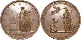 Brandenburg-Preußen
Friedrich Wilhelm III. 1797-1840 Bronzemedaille 1823 (König/Wolánsky/Loos) Wiederaufbau der Stadt Gnesen. Pax mit Schild und Zwei...