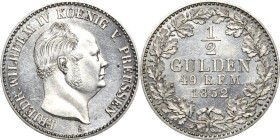 Brandenburg-Preußen
Friedrich Wilhelm IV. 1840-1861 1/2 Gulden 1852, A-Berlin Für Hohenzollern Olding 351 AKS 21 Jaeger 22 Attraktives Exemplar vom E...