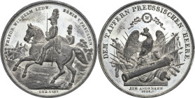 Brandenburg-Preußen
Friedrich Wilhelm IV. 1840-1861 Zinnmedaille 1860 (unsigniert) Andenken an die Niederwerfung des badischen Aufstandes 1848/49. Kö...