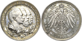Brandenburg-Preußen
Wilhelm II. 1888-1918 Silbermedaille 1888 (Diller) Dreikaiserjahr. Die Brustbilder der drei Kaiser über Zweig nach rechts / Reich...