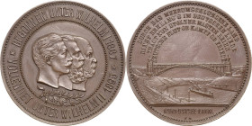 Brandenburg-Preußen
Wilhelm II. 1888-1918 Bronzemedaille 1895 (Mayer) Einweihung des Nord-Ostsee-Kanals. Brustbilder von Wilhelm II., Friedrich III. ...