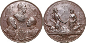 Brandenburg-Preußen
Wilhelm II. 1888-1918 Bronzemedaille 1895 (O. Schultz/ E. Herter) Feier zur Einweihung des Nord-Ostsee-Kanals. Brustbilder Wilhel...